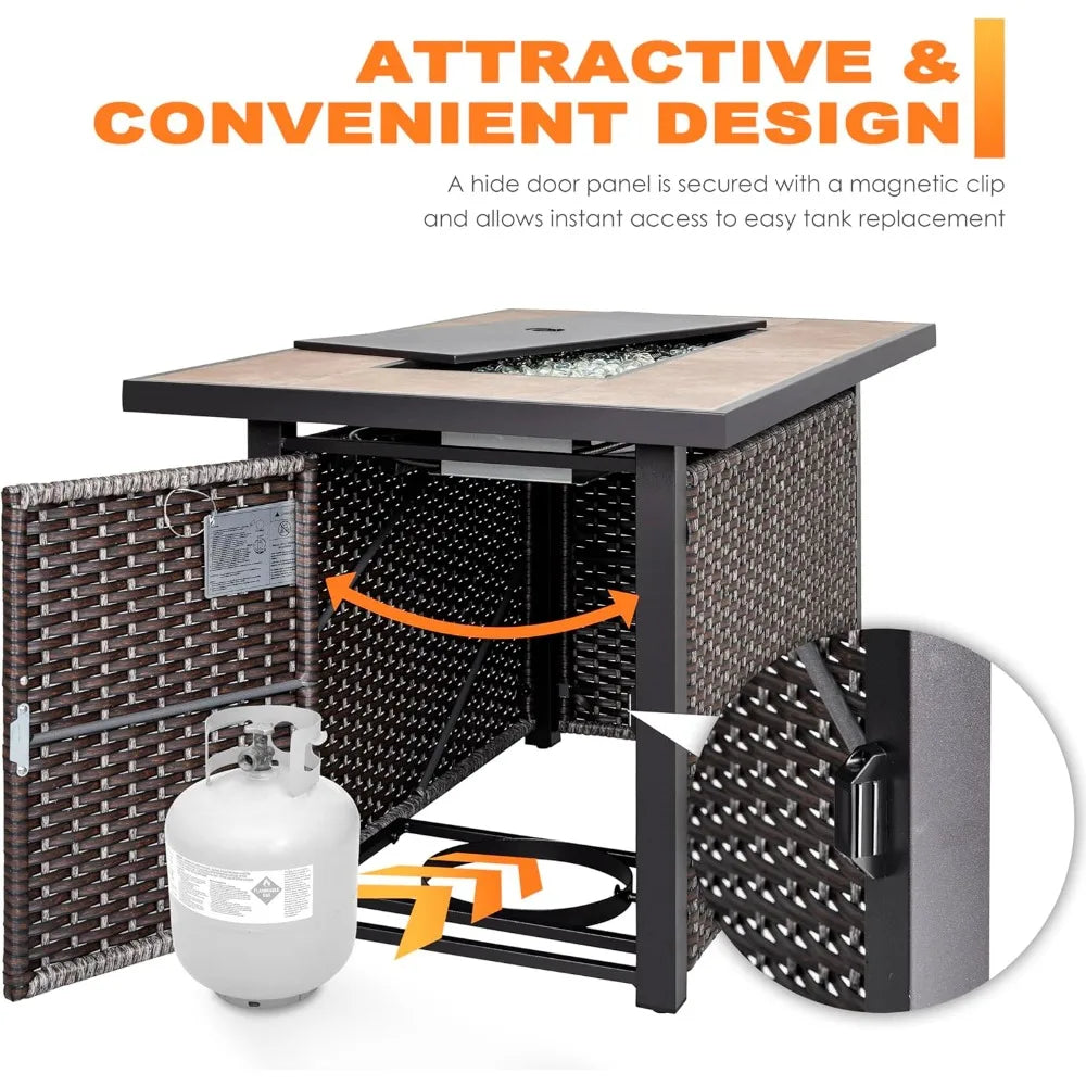 Nuu Garden 43 Inch Propane Fire Pit Table 50000 BTU Outdoor Patio