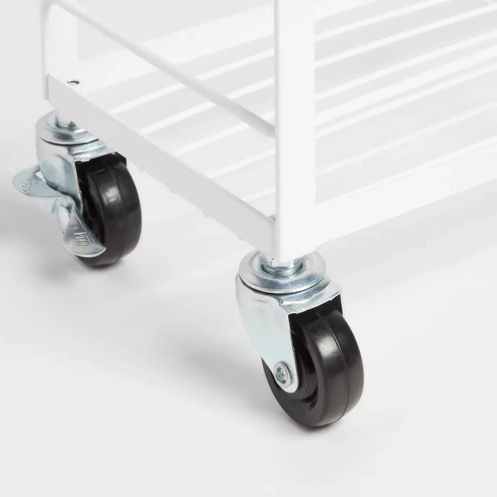 Compact 4 Tier Rolling Cart Metal Utility Storage Cart with Wheels