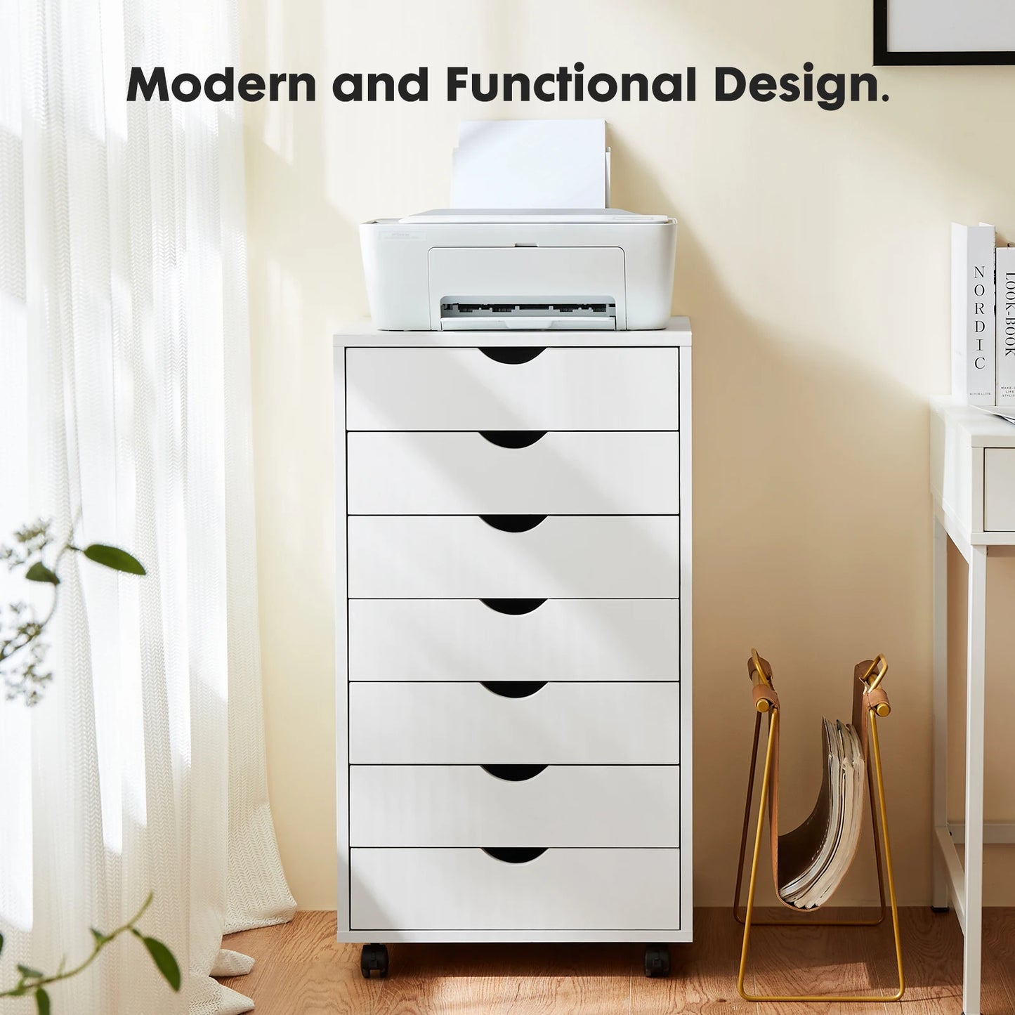 7 Drawer Mobile Storage Cabinet Organizer Rolling Nightstand Furniture