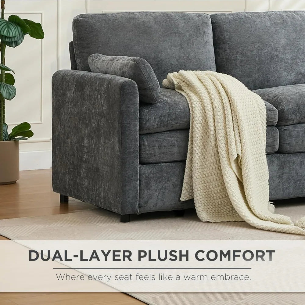 Modern 89 Inch Cloud Sofa Couch with Plush Foam Cushions and Pillows