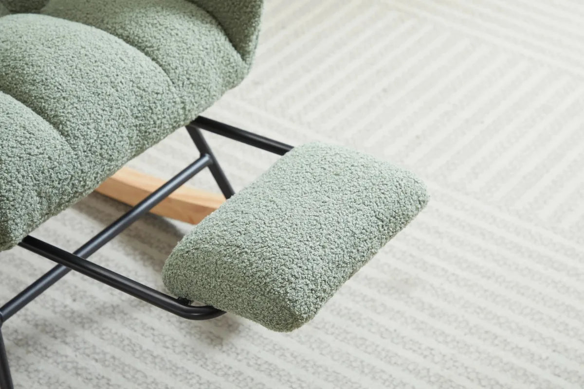 Modern Upholstered Glider Rocking Chair with Solid Wood Legs Accent Chair
