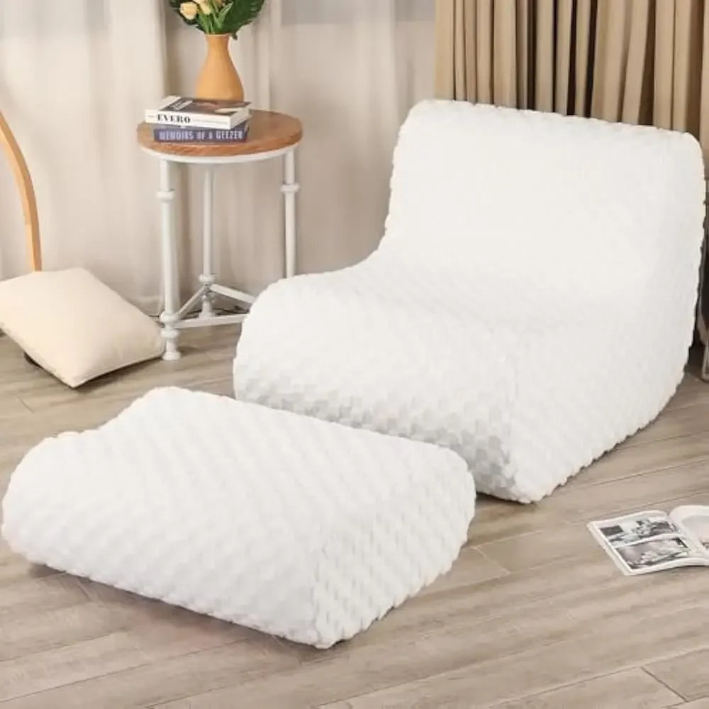 Ljustra Bean Bag Sofa Chair with Footstool Modern Floor Seating