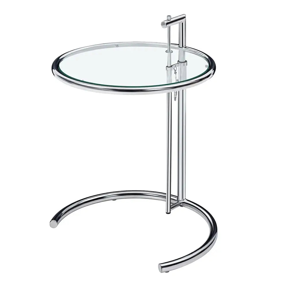 Modern Adjustable Chrome-Plated Glass Coffee Table Side End Table