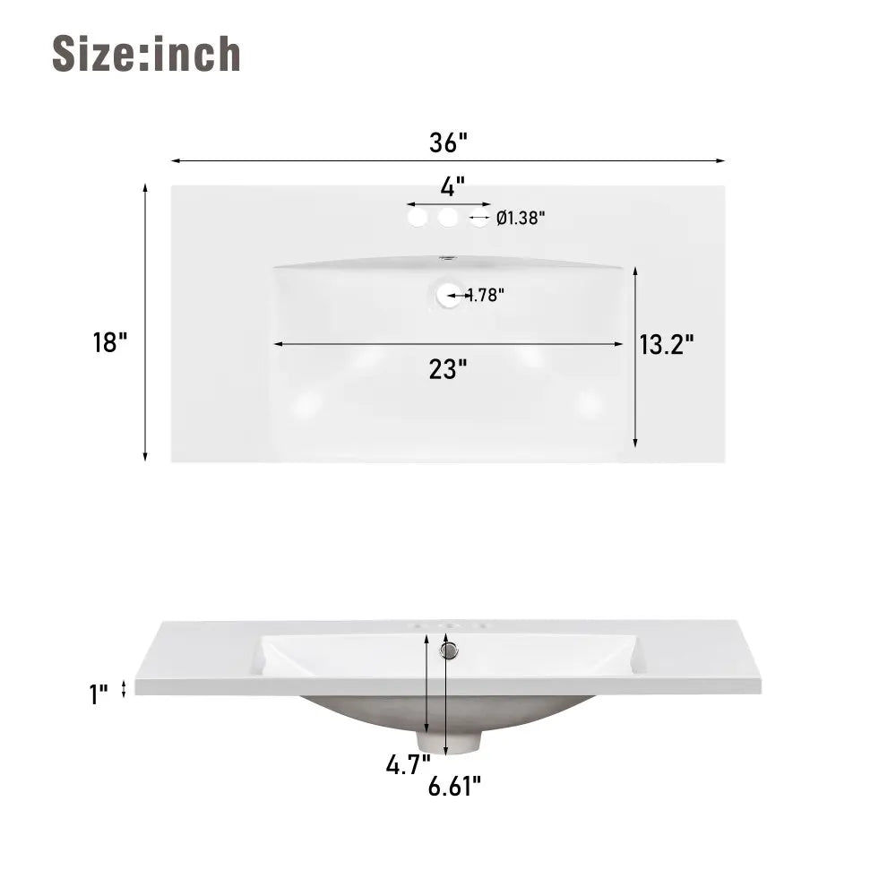 36 Inch Modern Bathroom Vanity with USB Charging and Ample Storage