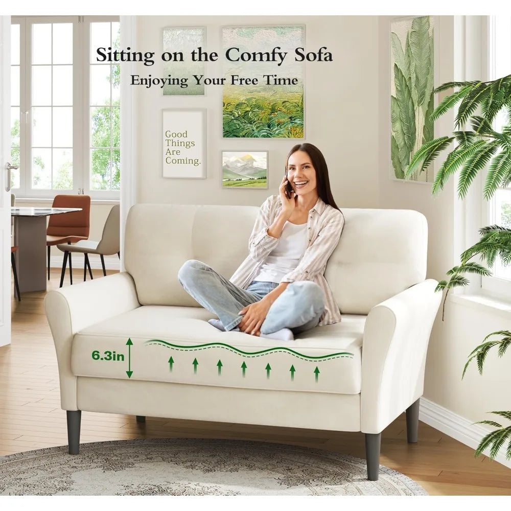 Ljustra 48 Inch Loveseat Sofa Velvet Couch Comfy for Living Room