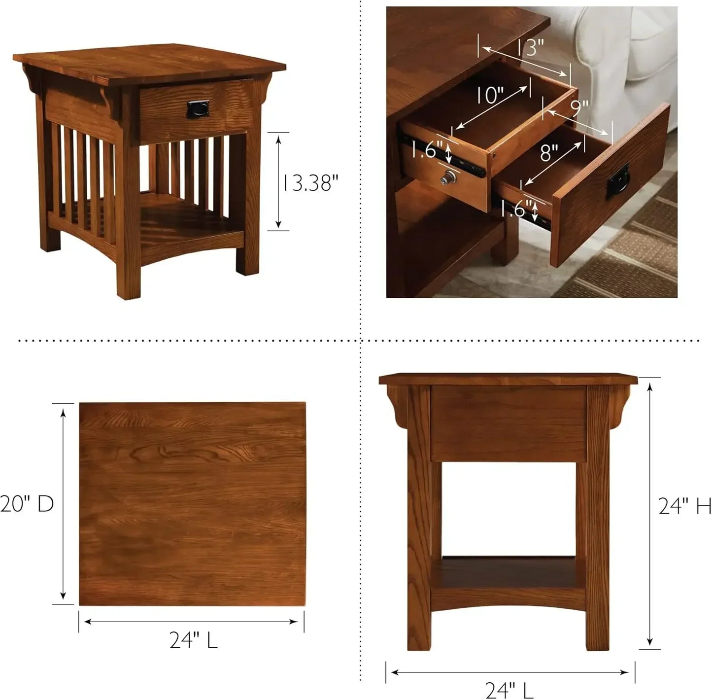 Mission Impeccable Secret Compartment Locking Drawer Nightstand End Table