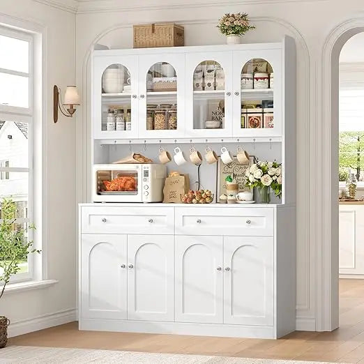 73" Tall Kitchen Pantry Cabinet with Countertop Adjustable Shelves