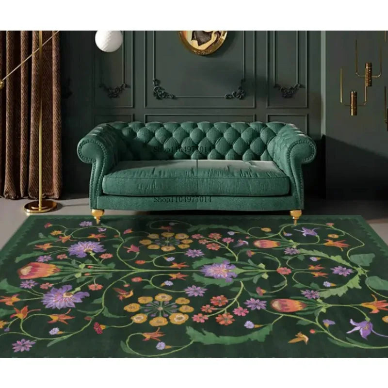 Indoor Non-Slip Area Rug with Colorful Floral Design for Living Room