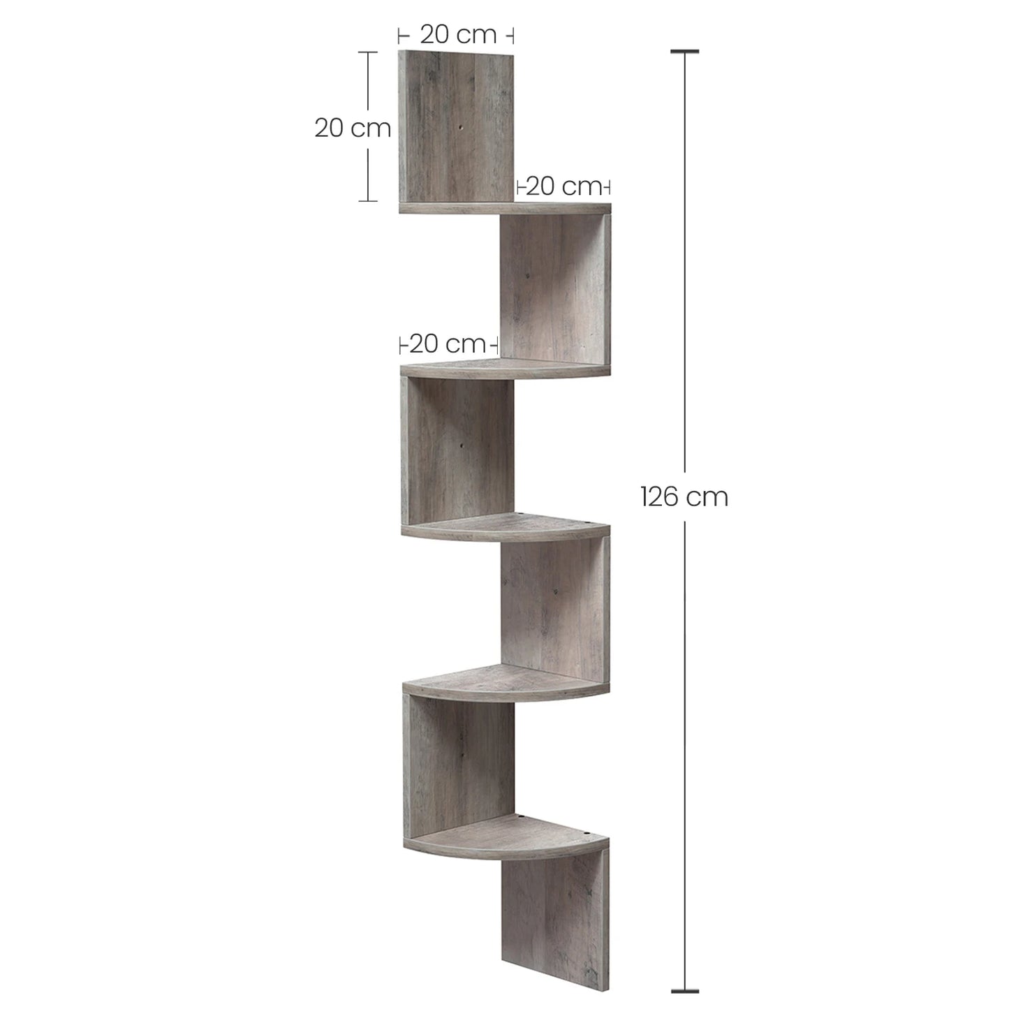 Ljustra 5-Tier Floating Corner Shelf Wall Mount Bookshelf Plant Stand