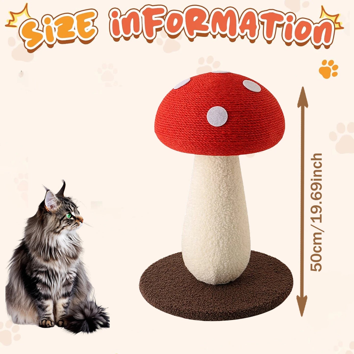 Cat Scratching Post Mushroom Shape Plus Size Sisal Vertical Cat Tower