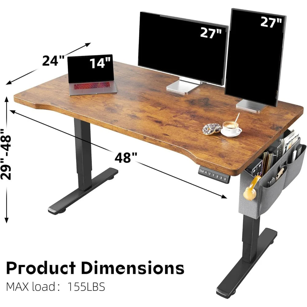 Electric Standing Desk with LED 48x24 Inch Height Adjustable Office Desk