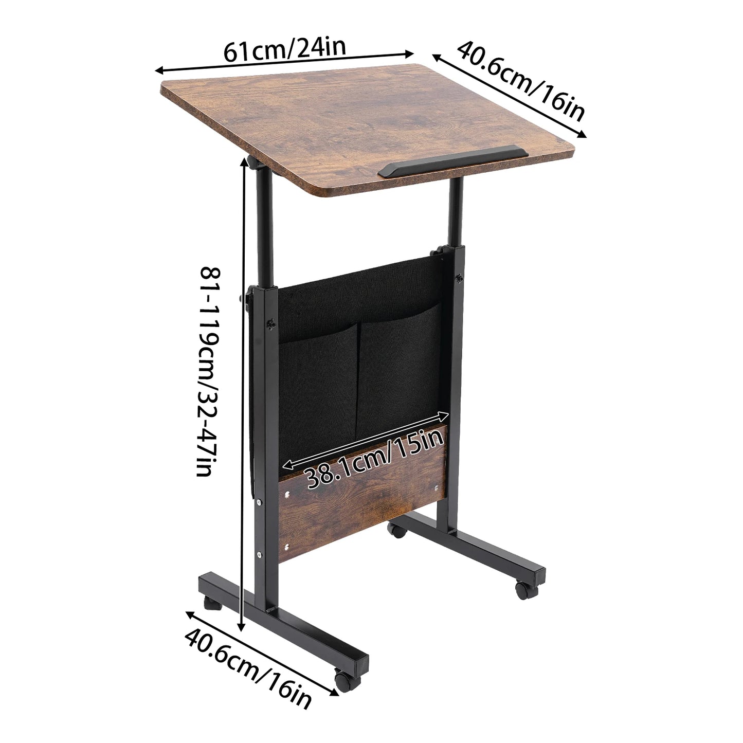 Adjustable Height Mobile Standing Desk Portable Office Study Table