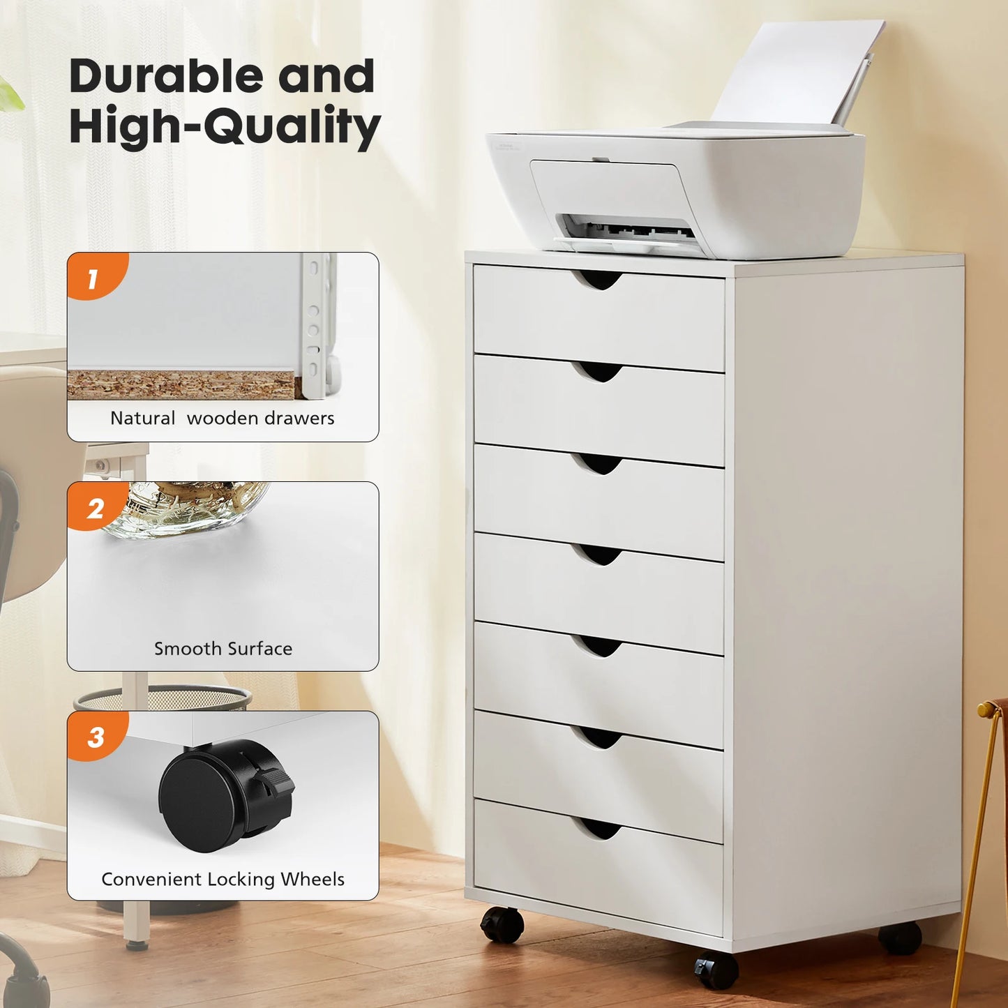 Ljustra 7 Drawer Chest Storage Cabinet Mobile Organizer Nightstand