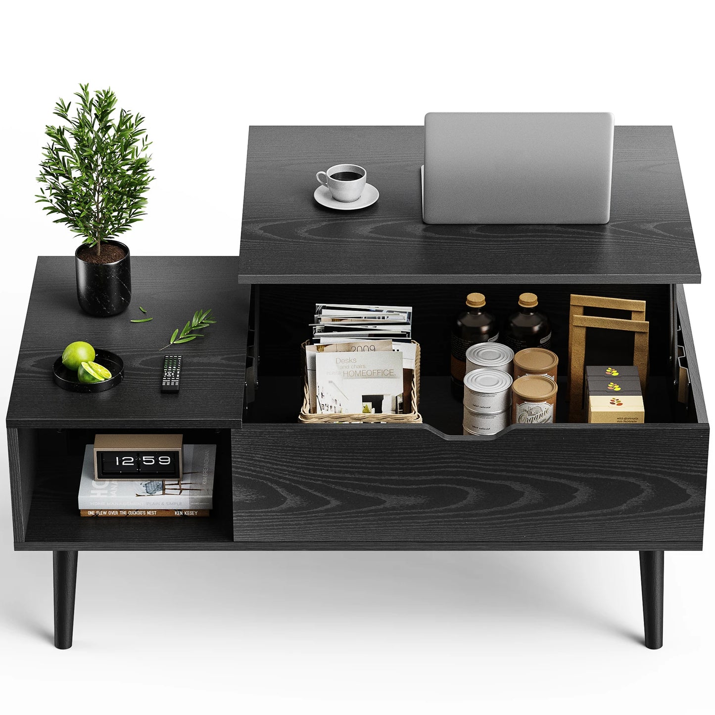 Ljustra Lift Top Coffee Table Modern Adjustable Storage Living Room 39.37"x19.7"
