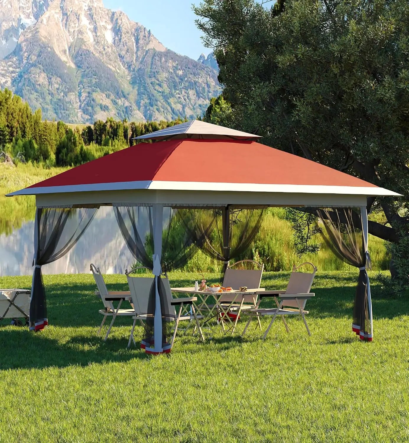 13x13FT Pop Up Gazebo Canopy Tent with Mosquito Netting for Outdoor Events