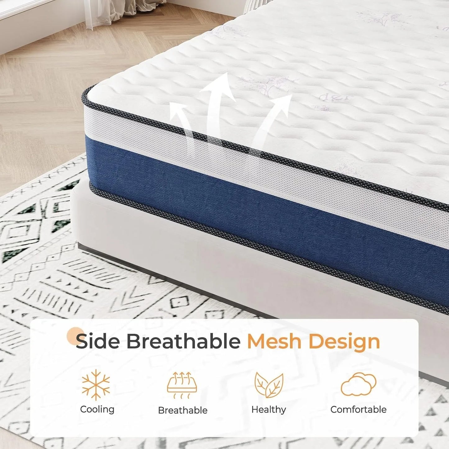 Ljustra 10 Inch Medium Firm Hybrid Mattress Bed in a Box Memory Foam