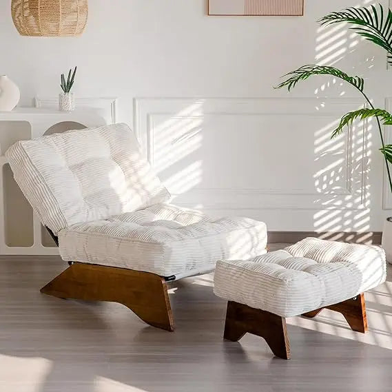 Accent Chair Ottoman Adjustable Backrest Tufted Living Room Furniture