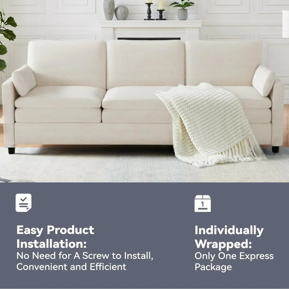 Ljustra 89 inch Modern Chenille Sofa Couch 3 Seater Living Room