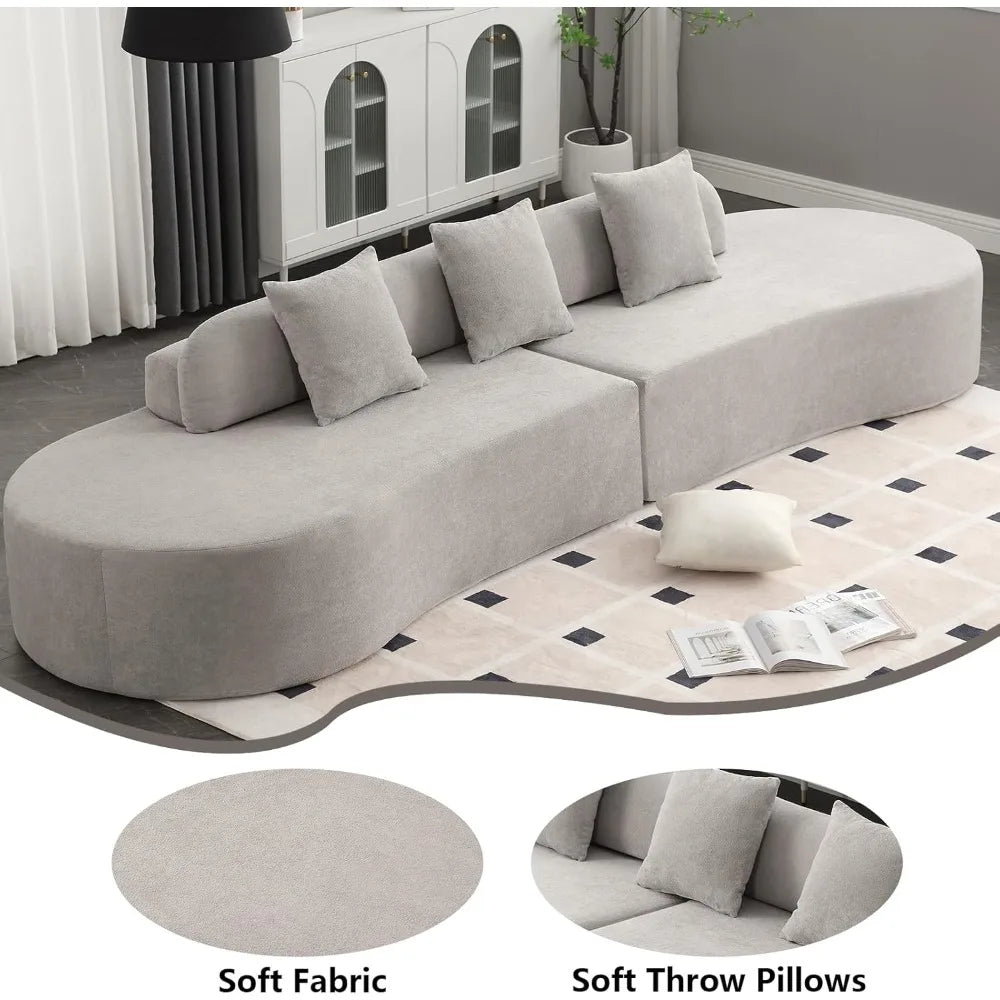Luxurious Modern Sectional Sofa 4-Seater Living Room Couch with Pillows