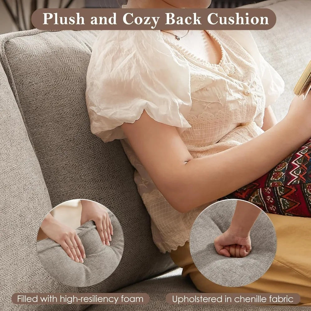 Ljustra 3 Seater Sofa Rolled Arm Upholstered Chenille Couch