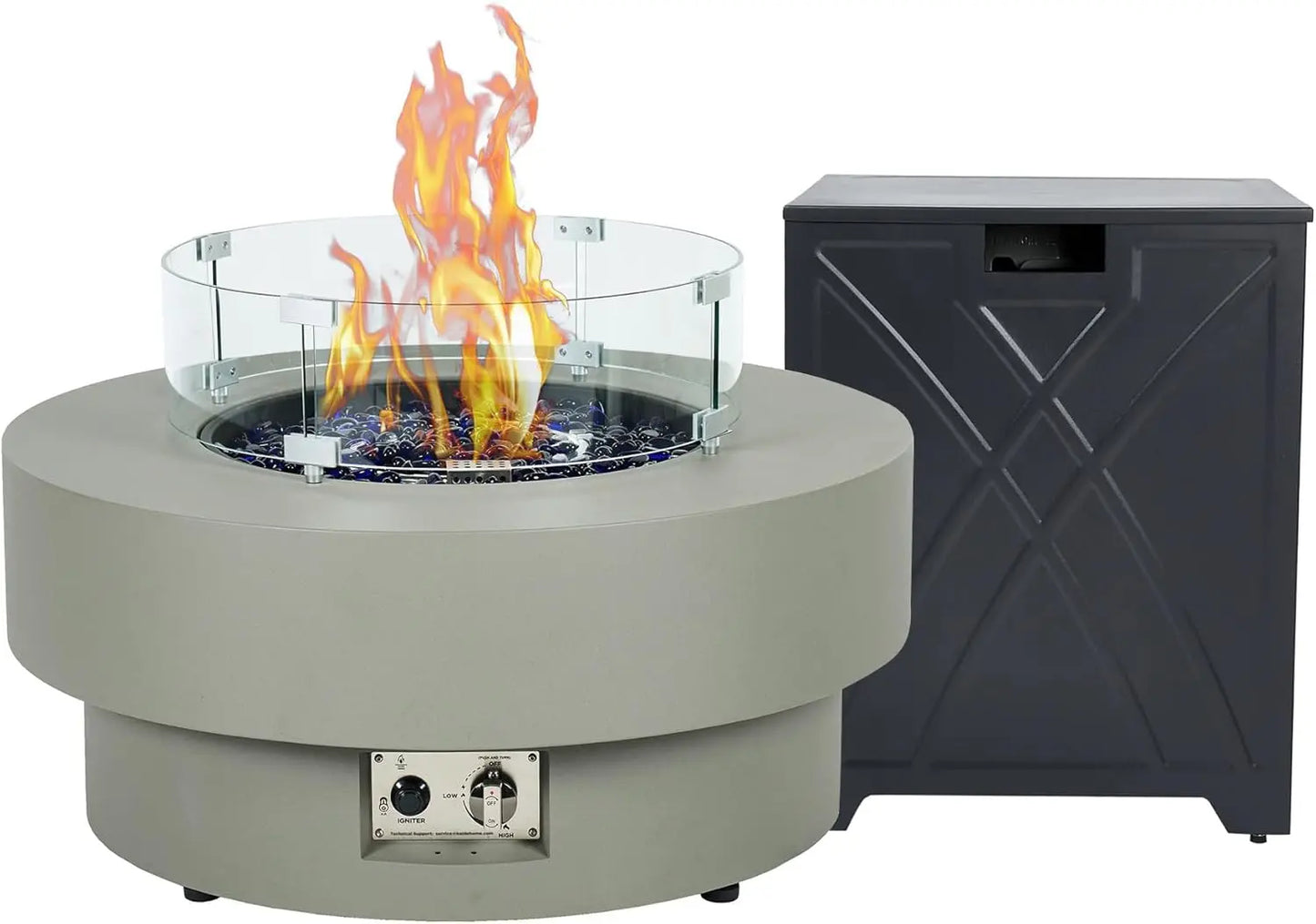 32.5 Inch Outdoor Gas Fire Pit Table with Natural Gas Conversion Kit
