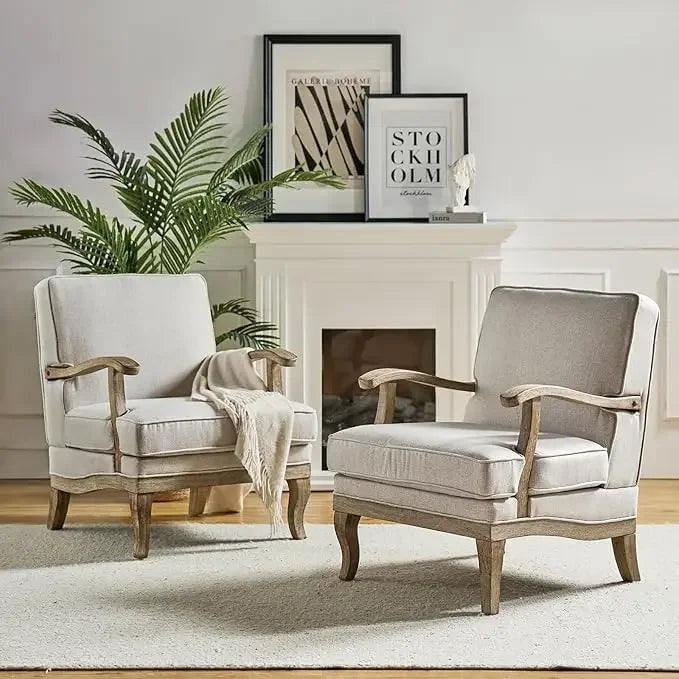Mid Century Modern Accent Chair Set of 2 Upholstered Lounge Chairs