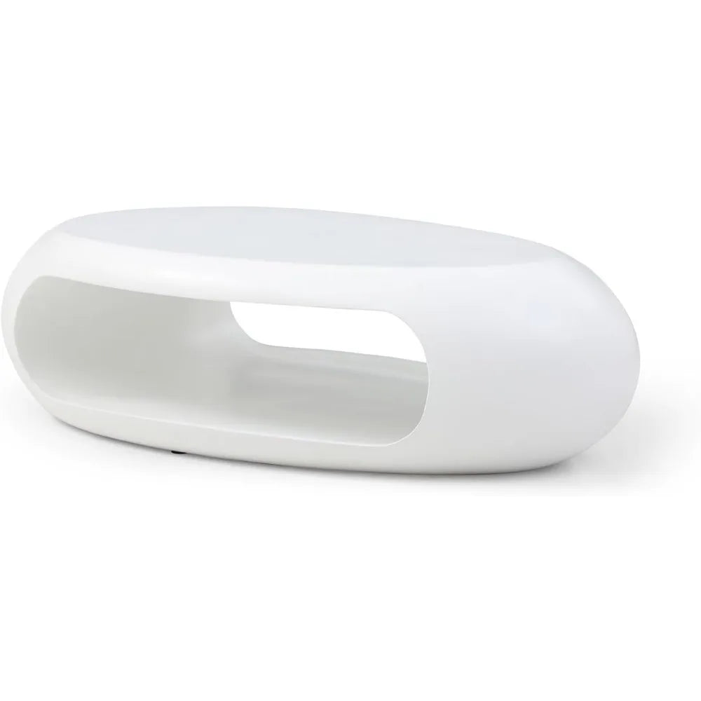 Ljustra Lumisol 53.93” Oval Coffee Table Modern Fiberglass Storage Shelf