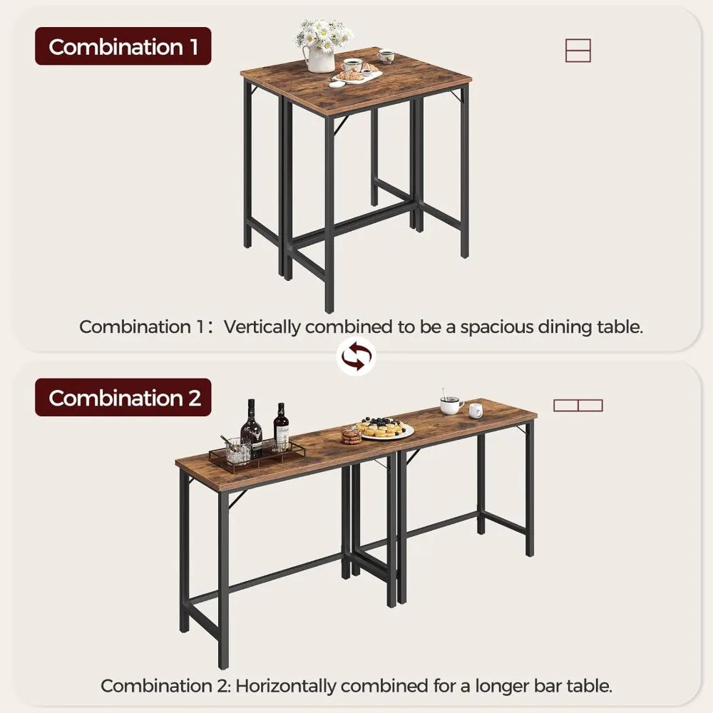 Narrow Pub Table for Dining Room Counter Bar Table Sturdy Metal Frame