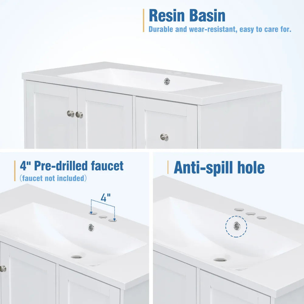 36 Inch Modern Bathroom Vanity with USB Charging and Ample Storage