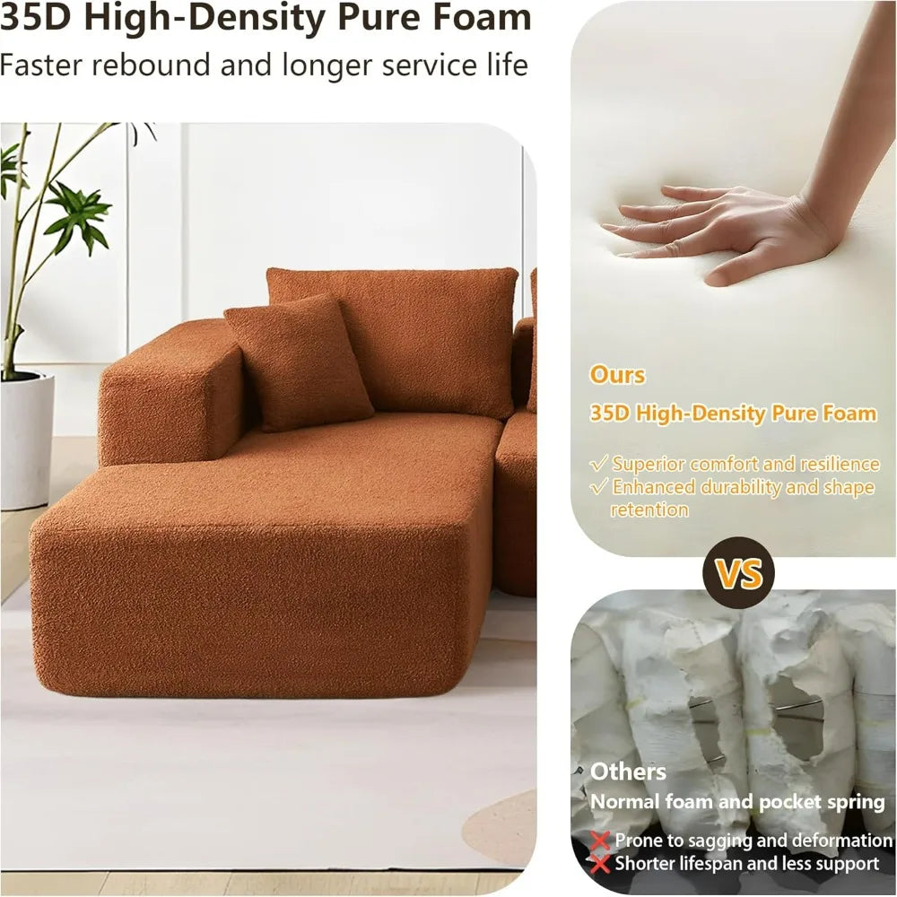 Modern L-Shape Modular Sectional Couch with Chaise Lounge