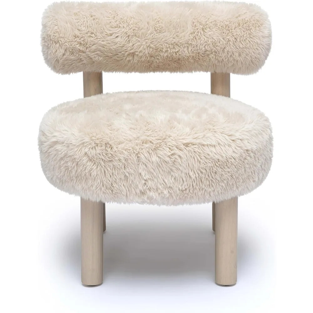 Carmel Natural Vegan Shearling Accent Chair Handmade Comfort