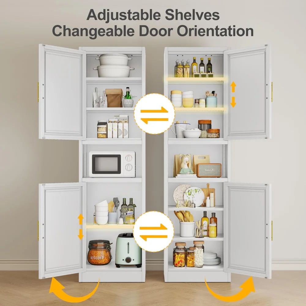 Tall Narrow Storage Cabinet 66.93" H Adjustable Shelves Metal Pantry