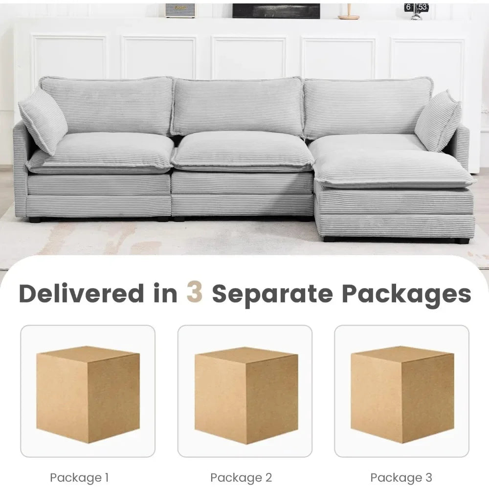 Ljustra Oversized Modular Sectional Sofa with Movable Ottoman 112 Inch