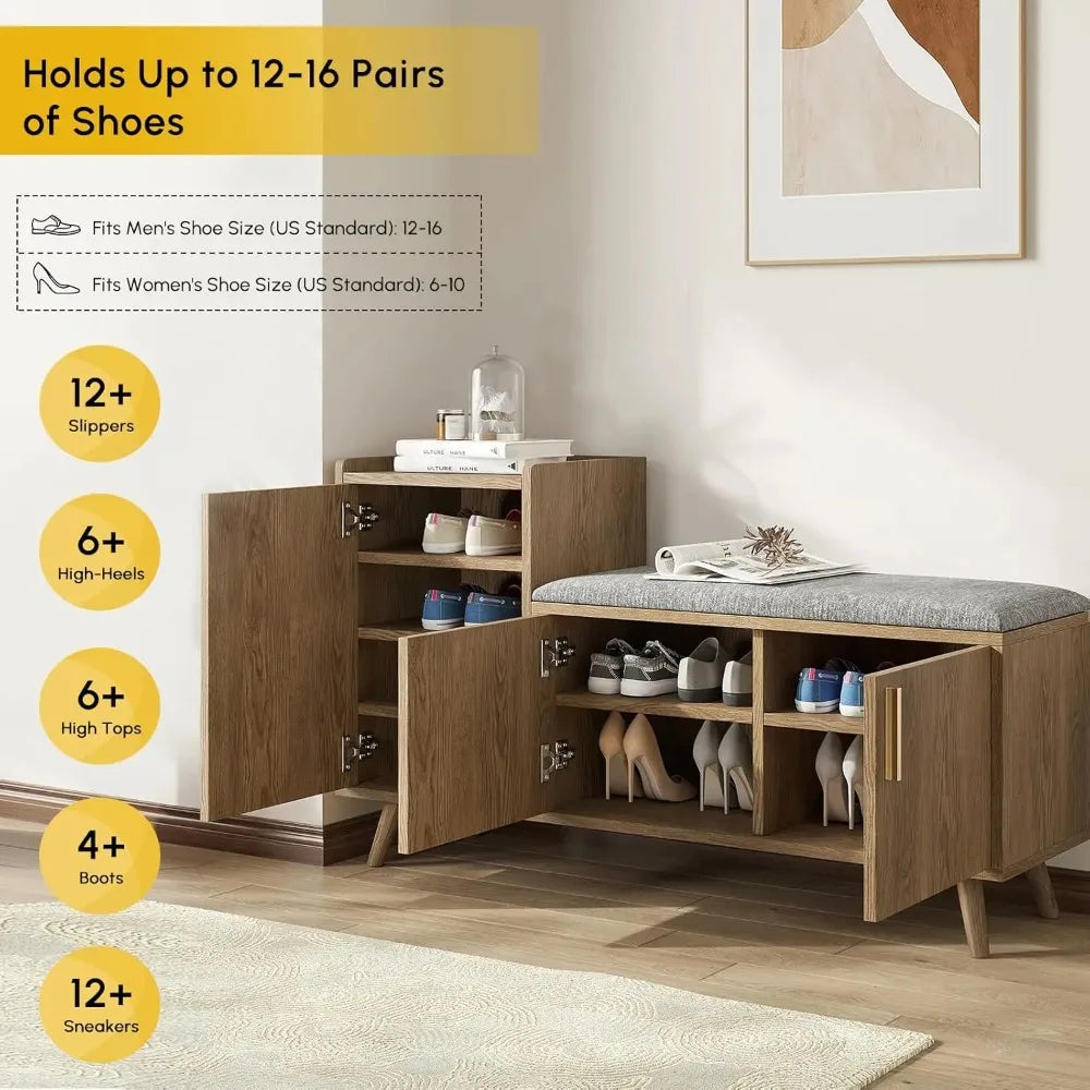 2-in-1 Storage Bench Entryway Bench Shoe Organizer with Cushion