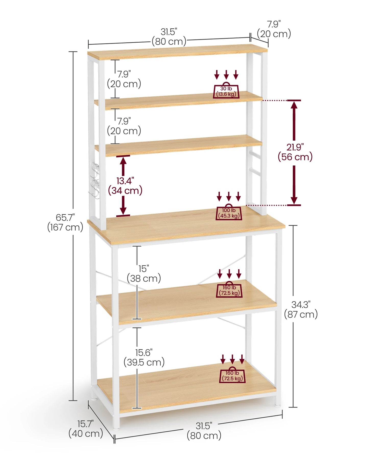 VASAGLE Coffee Bar Baker's Rack 31.5 Inch Kitchen Storage Organizer