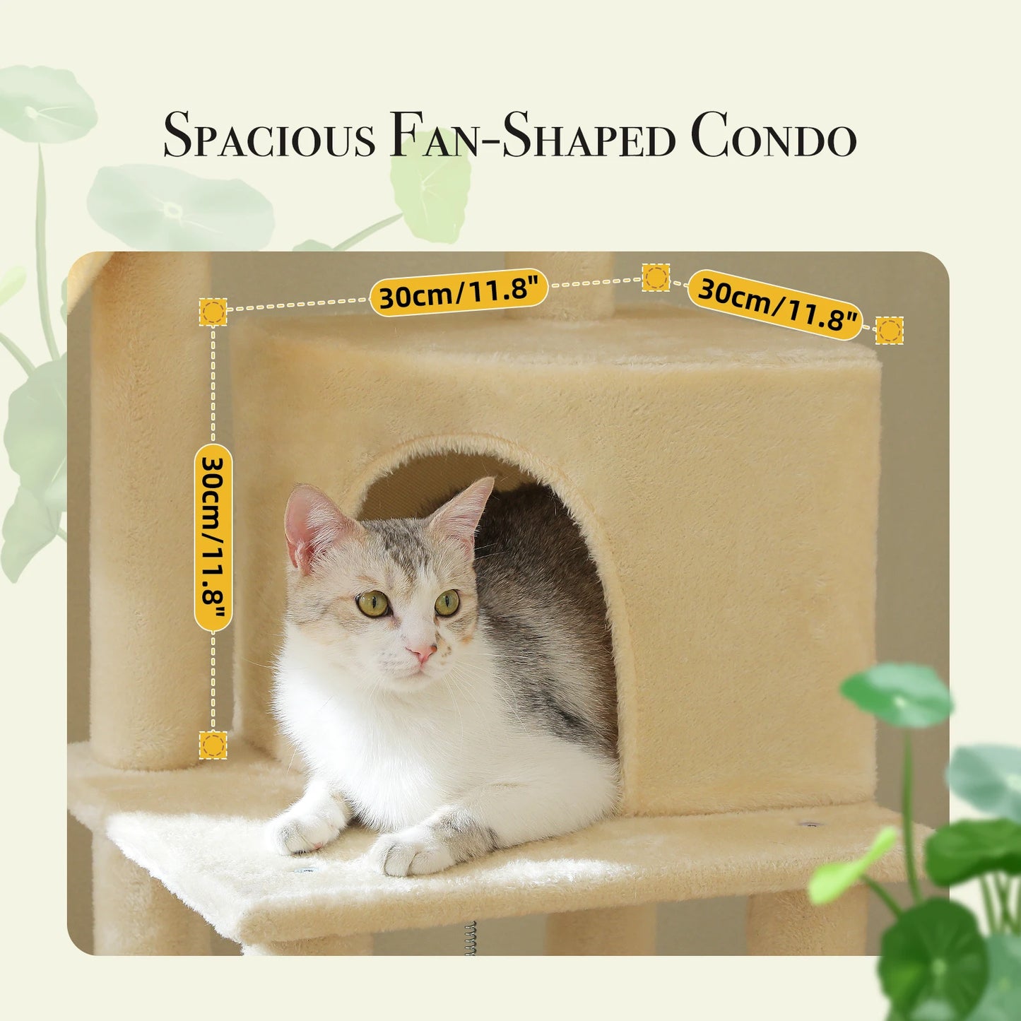 Cactus Cat Tree Floor to Ceiling Cat Tower 7 Tiers with Hammocks and Scratching Posts