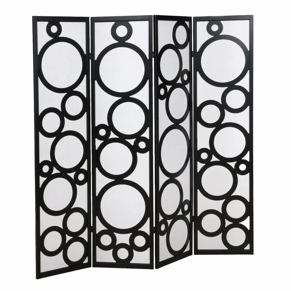 4-Panel Wood Room Divider Foldable Privacy Screen Art Display Home Decor