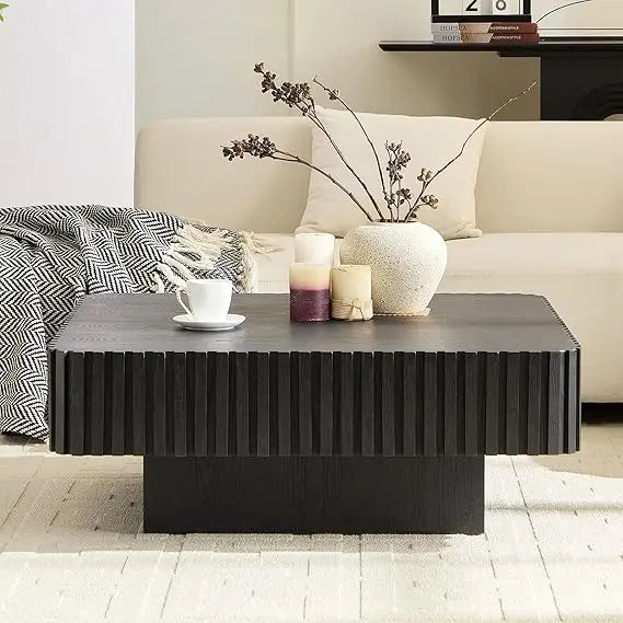 Modern Round Walnut Coffee Table Solid Wood Pedestal for Small Spaces