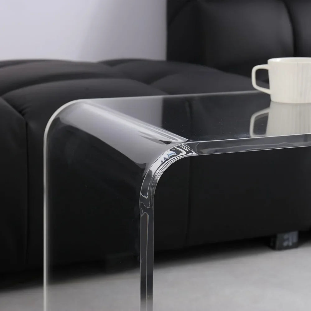 Long Rectangle Acrylic Waterfall Coffee Table Modern Minimalist Style