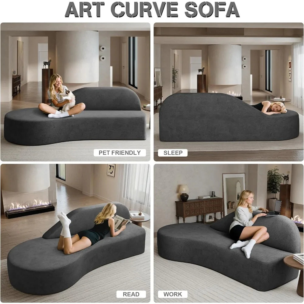 Luxury Modern Curved Sofa 91 Inch Comfy Couch Living Room Apartment
