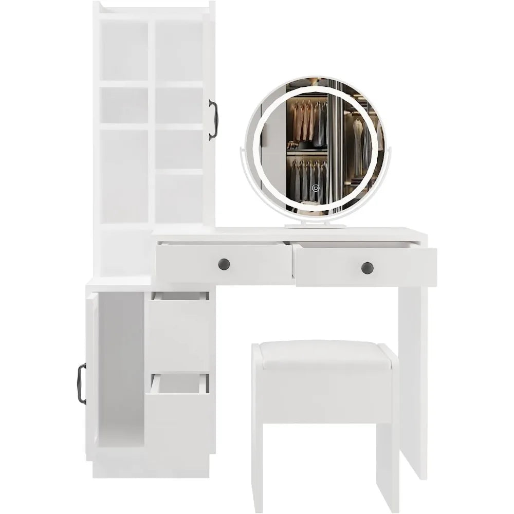 Ljustra Dressing Table Vanity Set with LED Mirror and Storage Cabinet