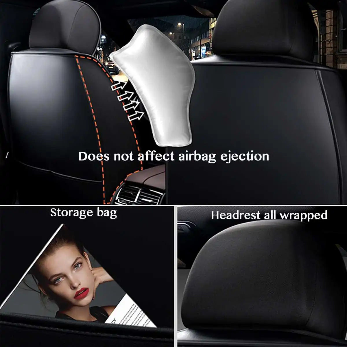 11Pcs Deluxe PU Leather Waterproof 5 Seater Car Seat Cover Set