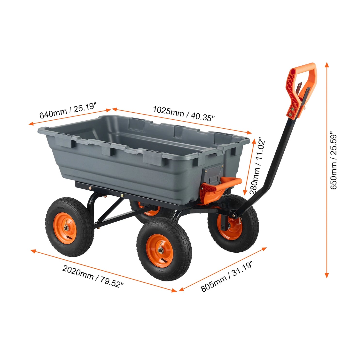 Durable Garden Dump Cart Heavy Duty Poly Wagon Steel Structure