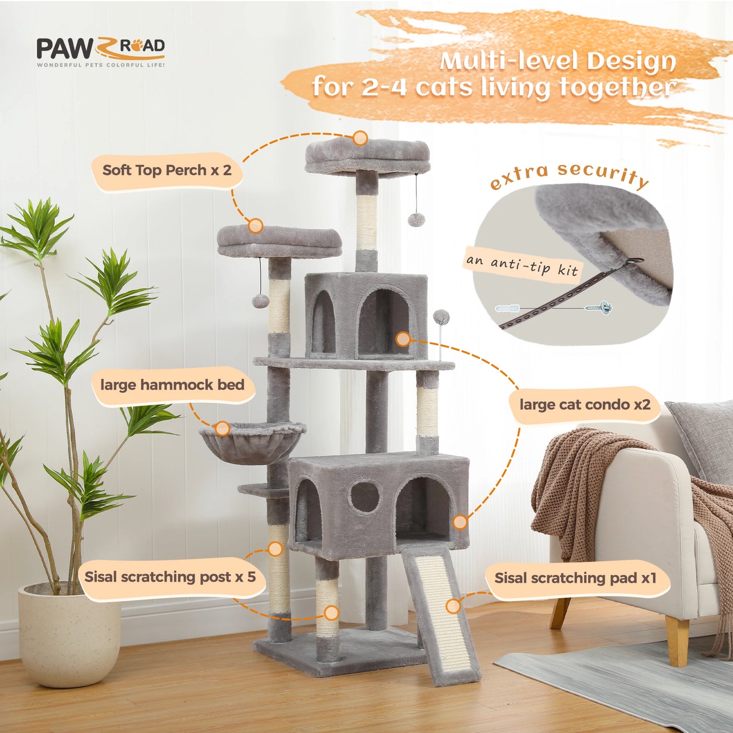 Luxury Cat Climbing Frame Multi-Layer Scratching Post Playground