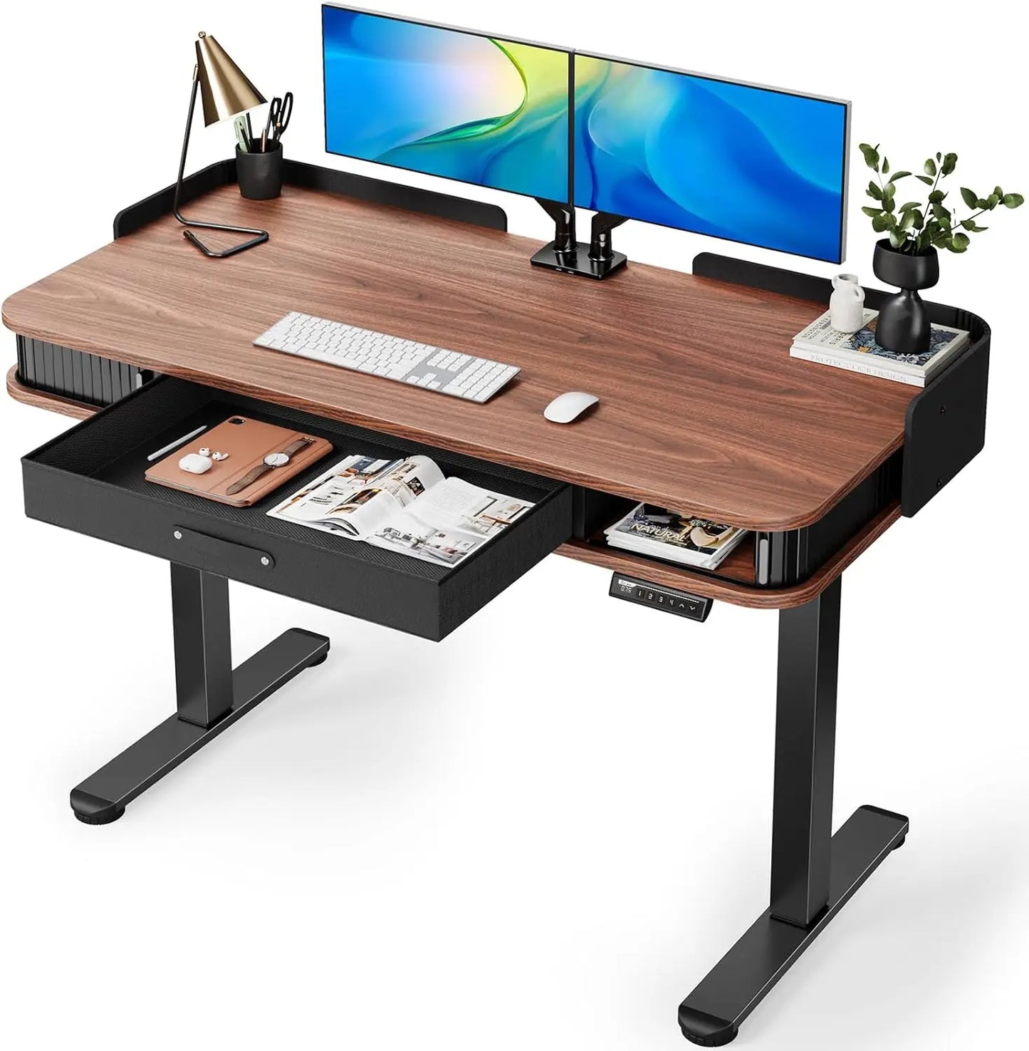 Ljustra Standing Desk Adjustable 55x28 Inches Home Office Desk with Drawers