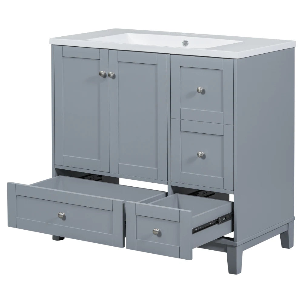 36 Inch Modern Bathroom Vanity with USB Charging and Ample Storage