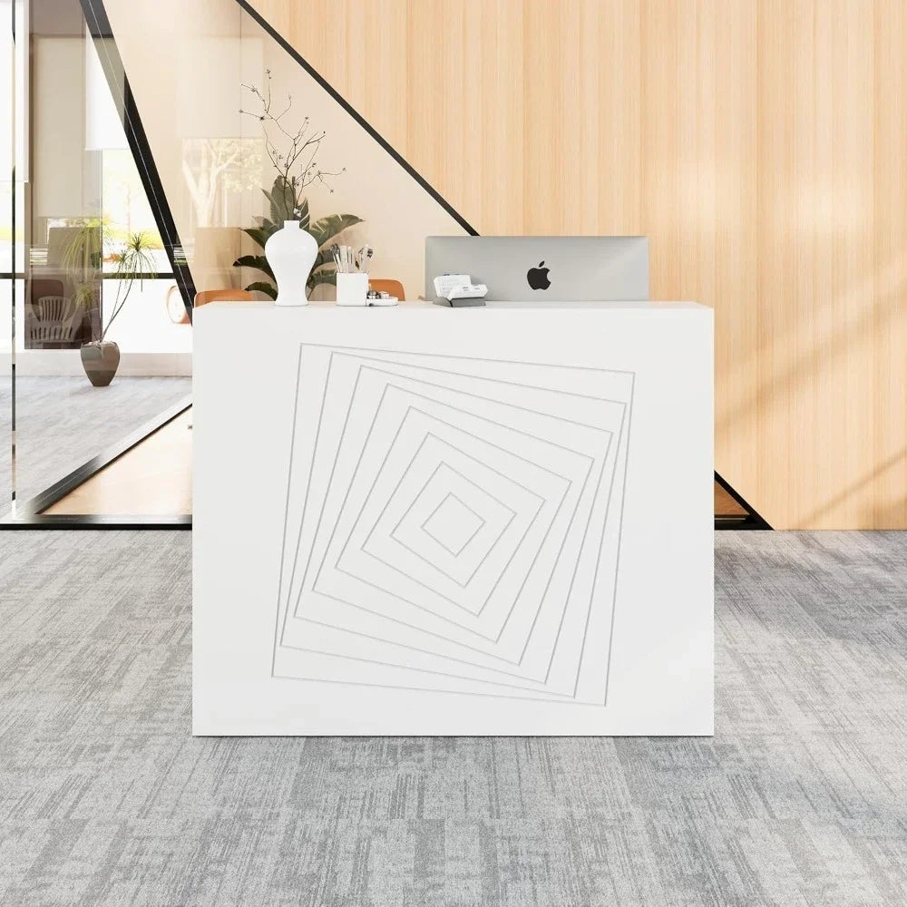 Reception Desk 47 Inch Modern Office Front Desk for Home Office Small Shops