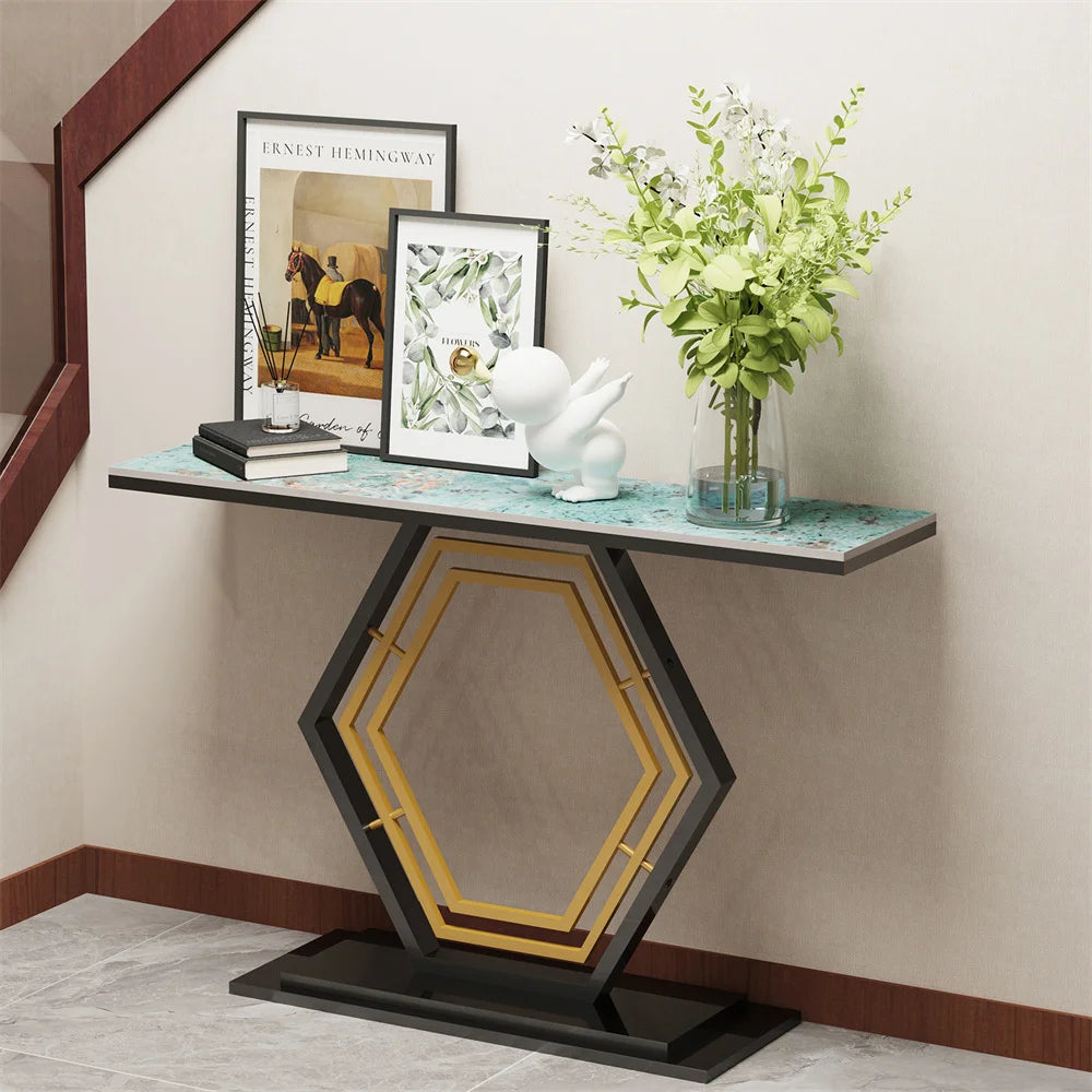 Ljustra Console Table Modern Geometric Sintered Stone Accent Table
