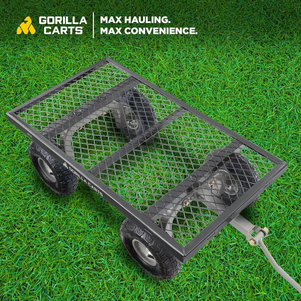Heavy Duty Steel Mesh Utility Wagon Cart 800lb Capacity Outdoor Hauling