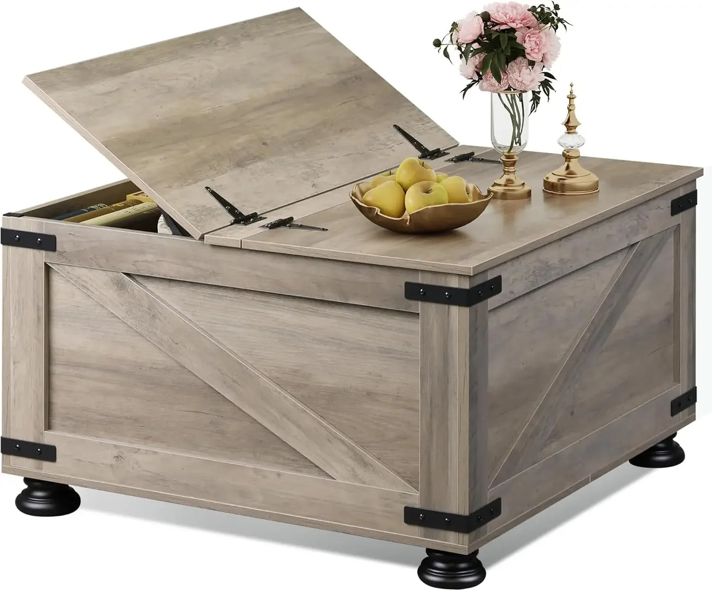 Farmhouse Lift Top Coffee Table with Storage 31.5 Inch Square Table